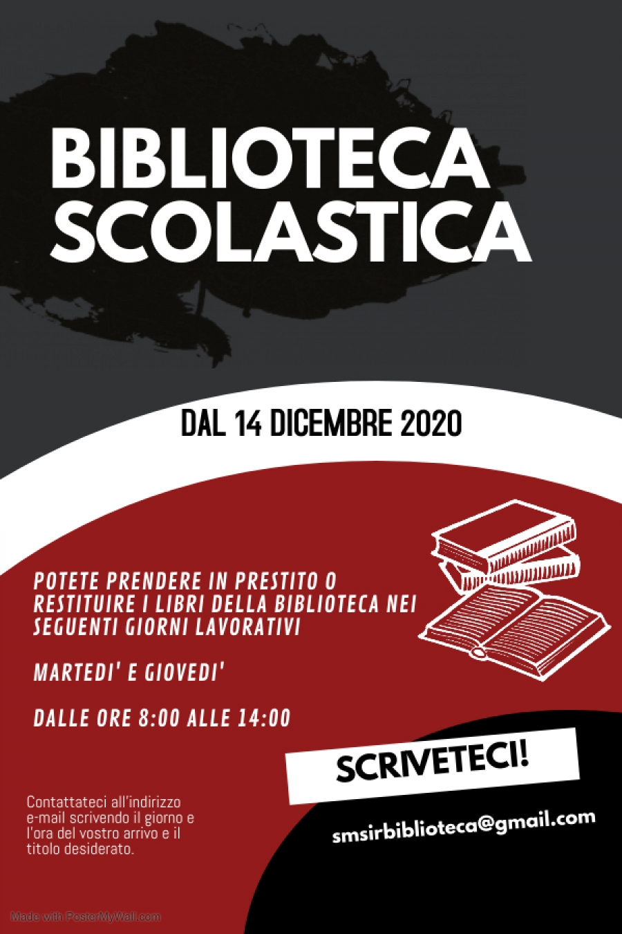 Orario di lavoro della biblioteca scolastica dal 14 dicembre